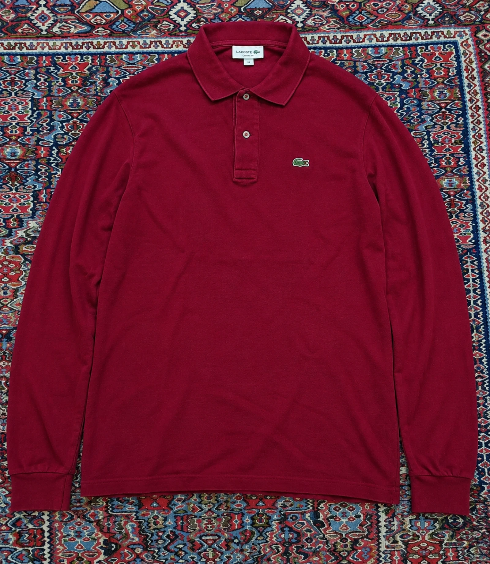 Polo Lacoste Bordeaux Homme Taille XL – Manches longues – 100% Authentique – Très bon état
